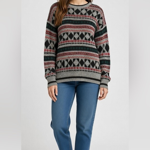 celebrity club Sweaters - Vintage 80s geometric sweater